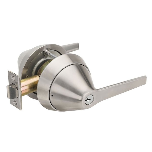 Grade 1 Cylindrical Lock, F-Storeroom, 195SS-LifeSaver, Round Rose, Satin Stainless Steel, 2-3/4